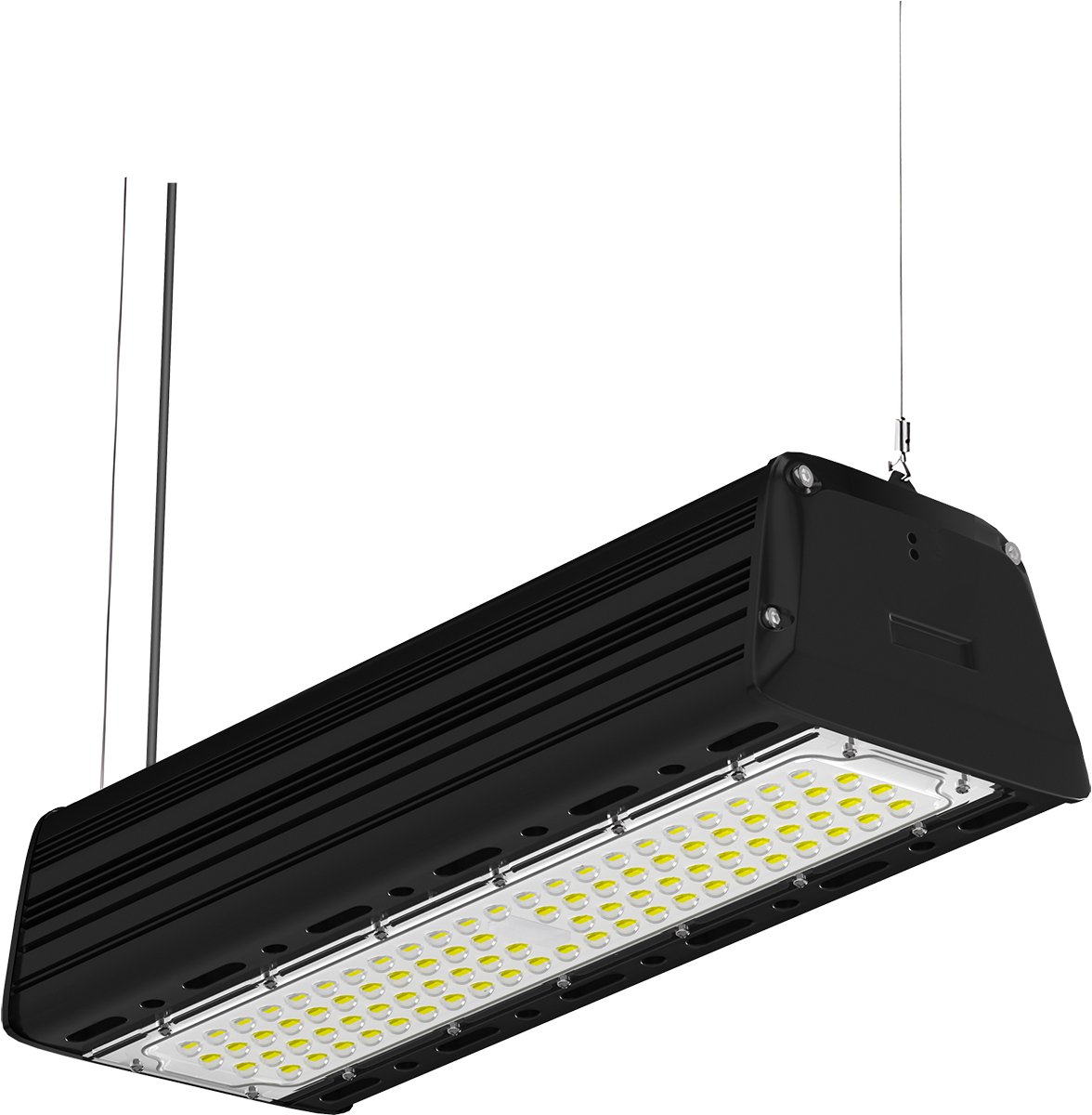 Qualu LED High Bay Lineair - Rimo Lin - 50W - 150LM/W - 860 6000K - Dimbaar 0-10V - IP65 - Sosen Driver - Sanan LEDs Zwart