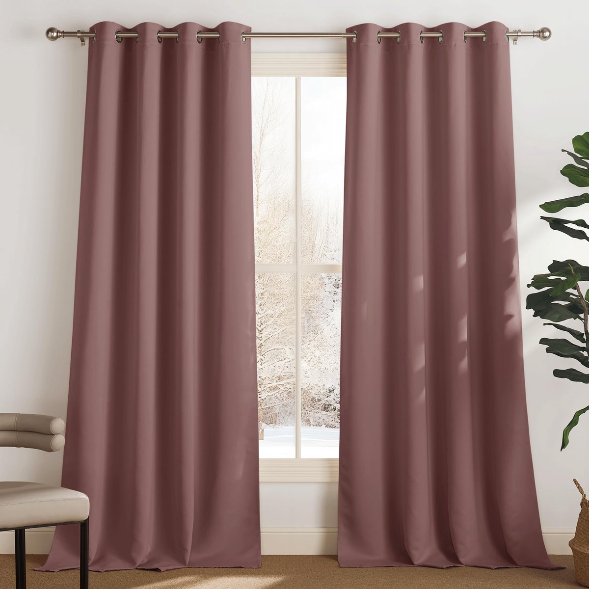My Ninki ® Stijlvolle Verduisterende Gordijnen voor Woonkamer met Thermische Isolatie en Geluidsreductie, Set van 2, 245 x 140 cm