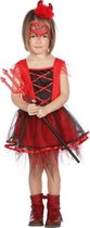 Wilbers - Duivel Kostuum - Verduveld Klein Duiveltje - Meisje - rood - Maat 116 - Halloween - Verkleedkleding