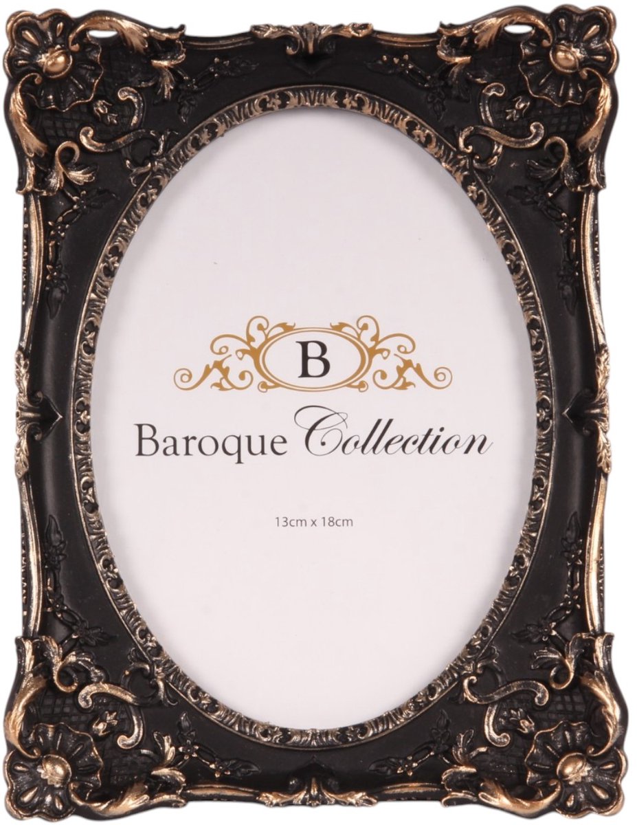 Baroque Fotolijst - Fotolijst 13x18 cm - Zwart - Resin - Staand/Liggend - 21.5x16x2 - Polyresin Gold