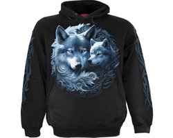 Spiral Wolf Guardian - Hoodie Heren Trui met capuchon - zwart - L
