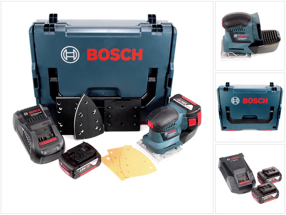 Bosch GSS 18V-10 accu vlakschuurmachine 18V + 2x accu 4.0Ah + lader + L-Boxx