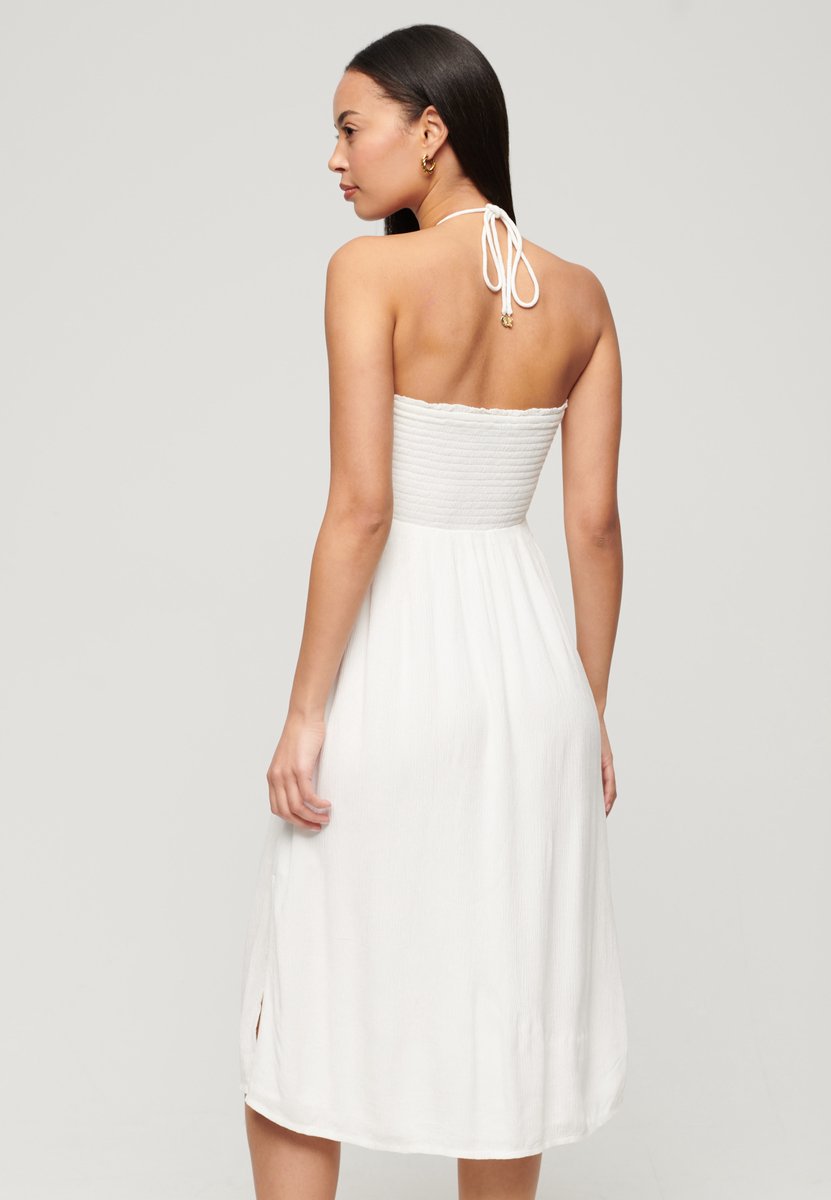 Superdry Midi-strandjurk met smokwerk Dames Jurken Creme