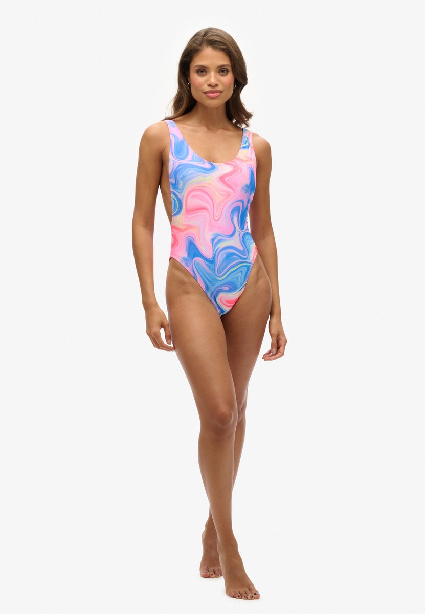 Superdry Badpak met print en lage halslijn Dames Badpakken Multicolor
