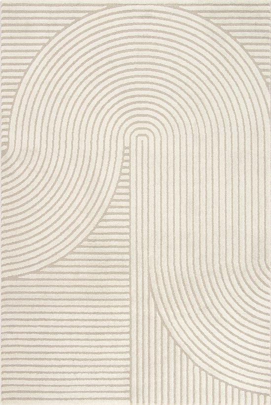 le tapis Everest - tapis moderne à poils courts pour salon et chambre à coucher avec effet haut-bas, effet 3D, haute densité de poils et agréablement doux, Beige, 120 x 170