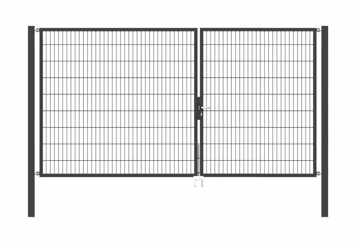 Alberts 648664 Dubbele poort Flexo met toebehoren, antraciet, breedte 350 cm, hoogte 180 cm