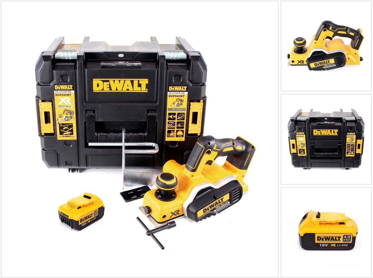 DeWalt DCP 580 NT accuschaafmachine 18V 82mm + 1x accu 4,0Ah + TSTAK - zonder lader