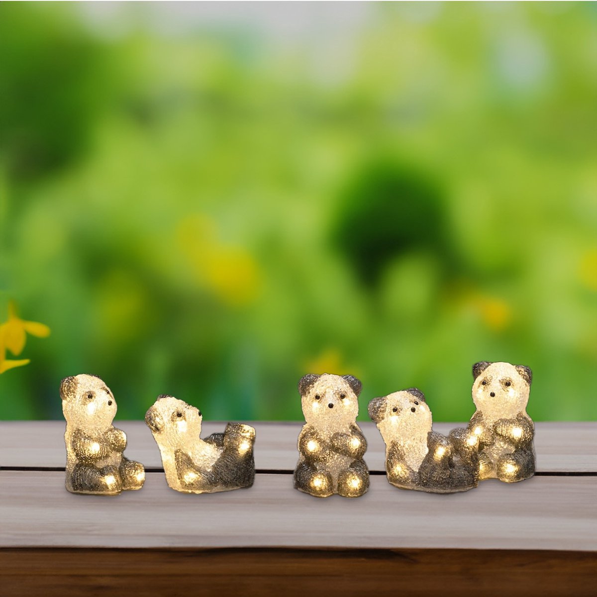 Konstsmide Verlichte pandaberen - 5x st - 8 x 11,5 cm - aan lichtsnoer - led lampjes - warm wit - dieren - kerstverlichting figuren – foto 5