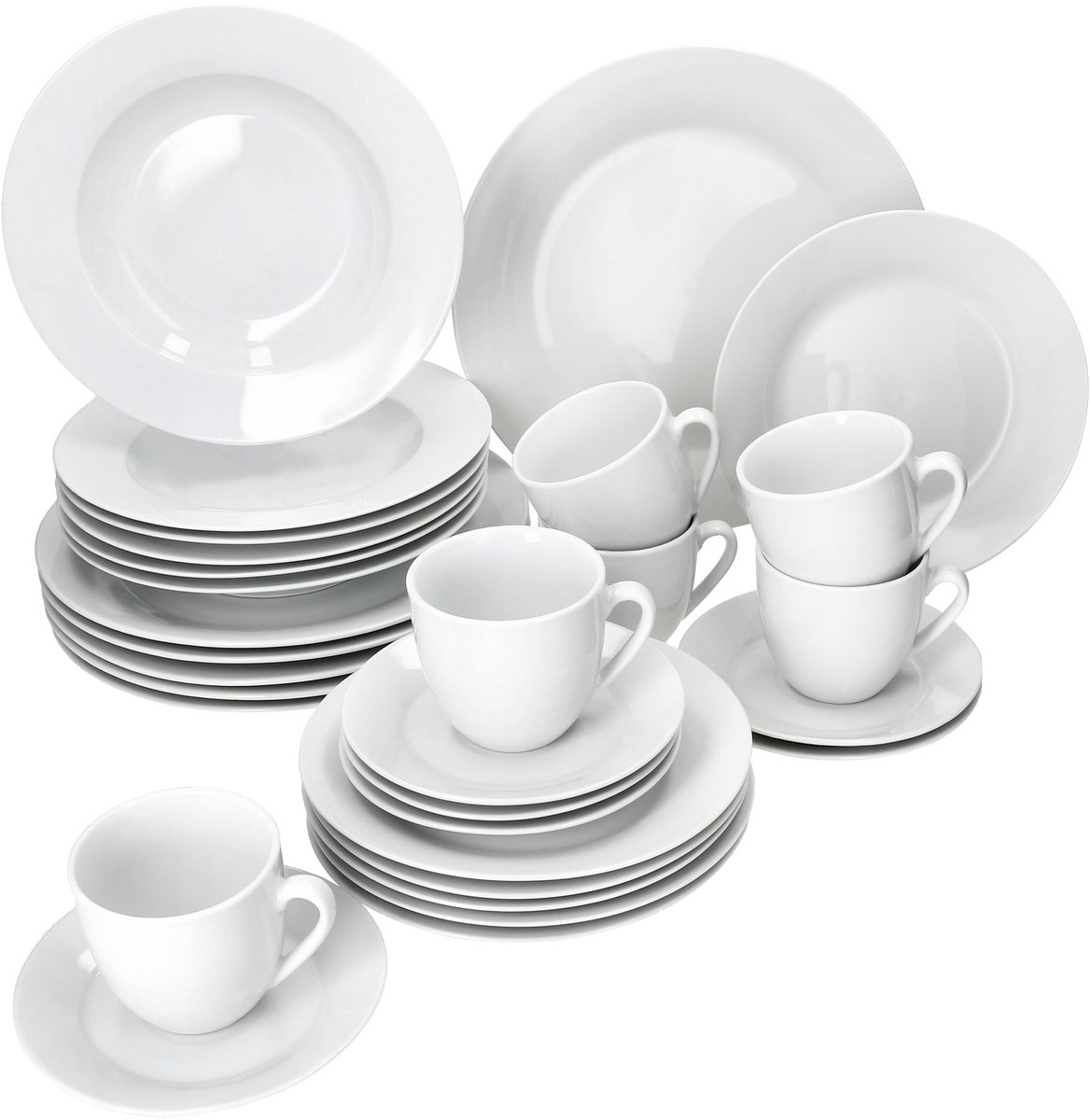 MamboCat 30-delig eetservies TOMMY wit porselein voor 6 personen