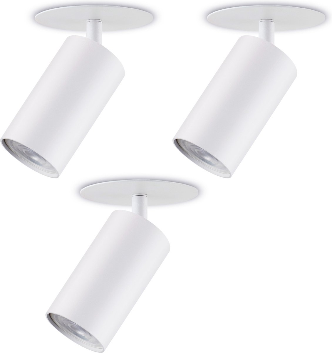 Maclean - Set van 3 stuks - Wandlamp - inbouw / buis, spot - rond - aluminium - Met LED lamp GU10 - 4000K - 55x100mm, kleur wit - MCE364 W