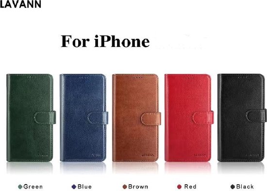 iPhone 14 Pro Max - Étui de téléphone en cuir de Luxe 2 en 1 - Élégant et multifonctionnel - Lavann - Bookcase magnétique 2 en 1 en cuir - Blauw