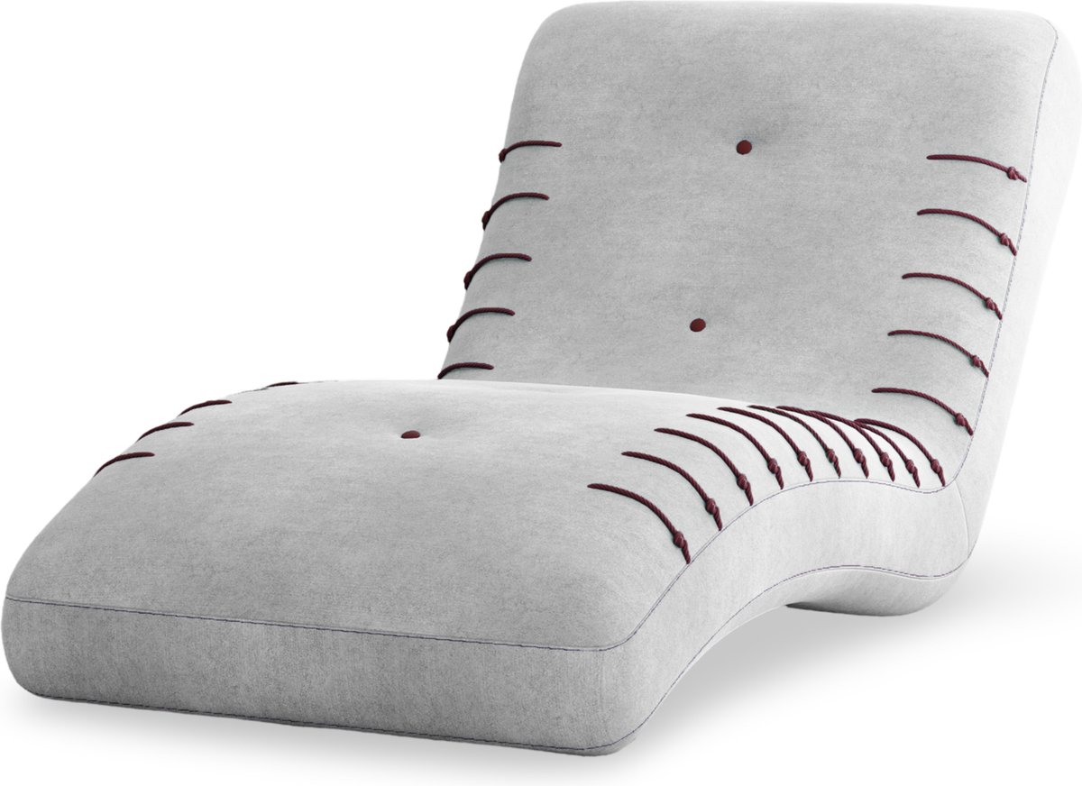 Meridienne Chaise longue SPLINE - elegant en ergonomisch comfort, modern uiterlijk met contrasterende naden - Lichtgrijs (Castel 82)
