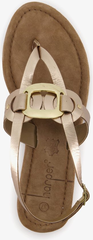 Harper leren dames sandalen goud - Echt leer