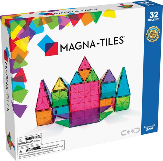 Magna-Tiles Clear Colors - Magnetische tegels voor ruimtelijk inzicht - 32 stuks