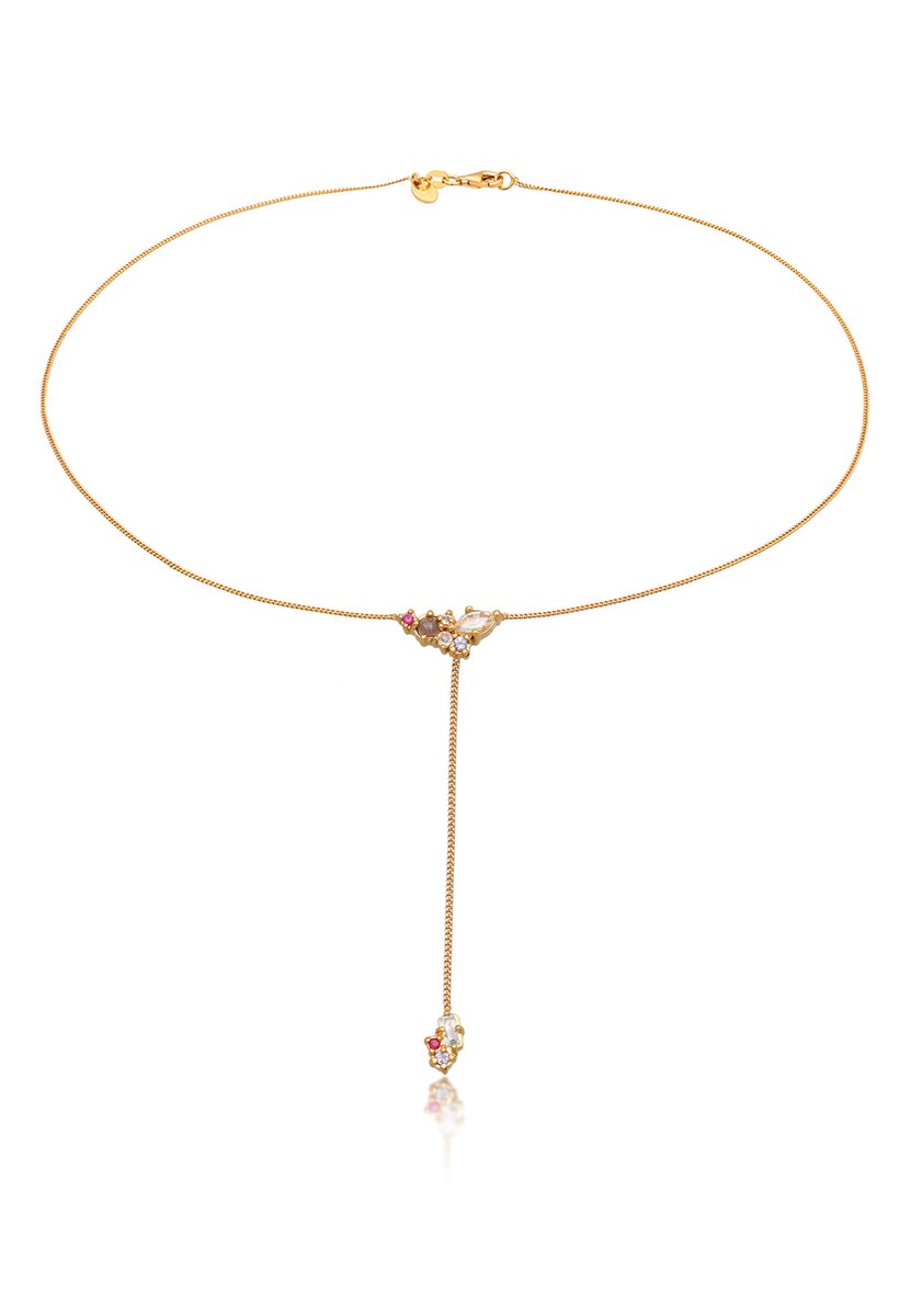 Elli PREMIUM - Halsketting - Elli PREMIUM Y-halsketting Vrouwen Hanger Amethist Marquise Cut Topaz Baguette Cut Sapphir Diamant Cut 925 Sterling Zilver Verguld Avondkleding Goud 42cm - Dames