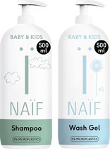 Naïf - Baby Shampoo & Baby Wasgel Voordeelset - XL Pompfles - Baby's & Kinderen - met Natuurlijke Ingrediënten - 2x500ml