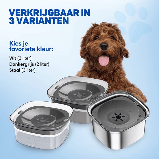 Vulpes Goods® Abreuvoir Chien - Abreuvoir pour Chiens - Anti Mess - Réduit les Baveurs - Acier Inoxydable - On the Bébé en route - 3L