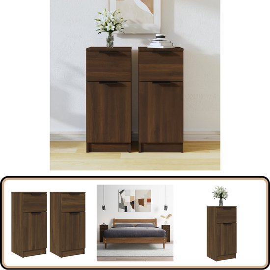 vidaXL Dressoir 101x35,5x74,5 cm bewerkt hout bruin eikenkleur