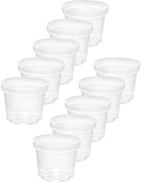 Garronda Plantenpot Bloempot - Kunststof - Rond - Plantenbak - 10 Stuks - Transparent, 9cm H=8.5cm – Transparant - GD-NIC-Pot64