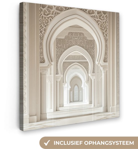 Canvas schilderij 90x90 cm - Exclusieve wanddecoratie Moskee - Architectuur - Ramadan - Islamitische - Muurdecoratie woonkamer - Slaapkamer decoratie - Kamer accessoires - Schilderijen op canvas