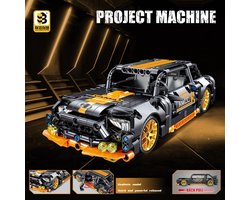 Supercar-bouwset, automodelbouwspeelgoed op schaal 1:18, racewagen ,Trek auto terug/verjaardags- en vakantiecadeaus Zwart en Geel (505 stuks)