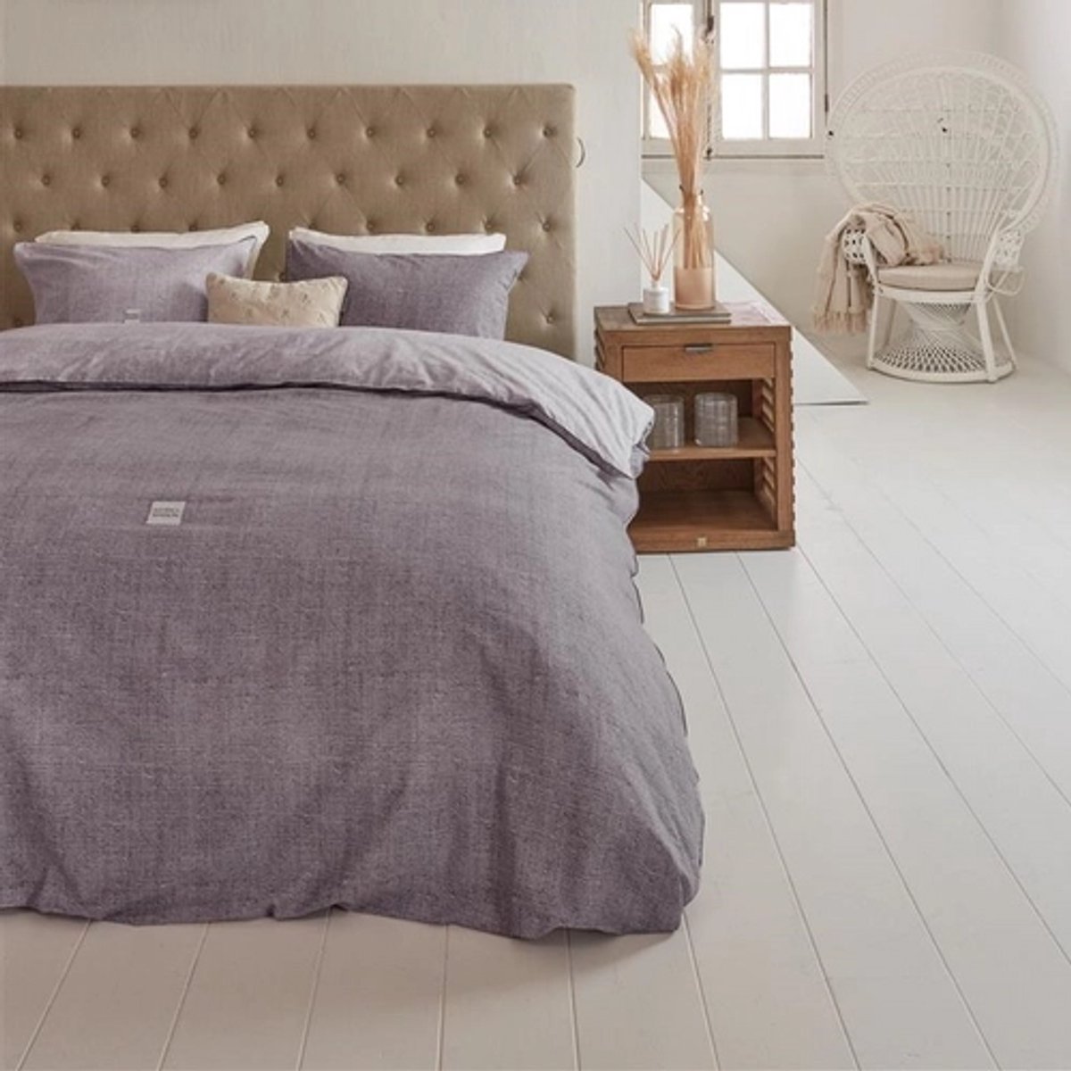Bettwäsche Riviera Maison Coughton Court Hellviolett Baumwolle-155 x 220 cm