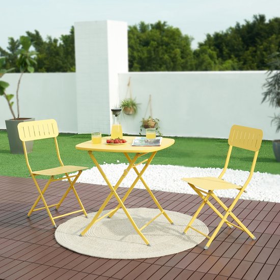 Chaise pliante Sande lot de 2 chaises de jardin 84,5x42x50 cm jaune [en.casa]