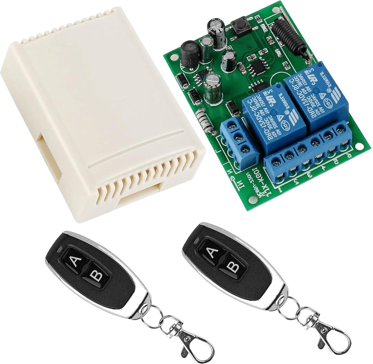 FR Draadloze Afstandsbediening 433MHZ Schakelaar - 2 Kanalen - AC 220 V 230 V 240 V - Relaisontvanger RF - Garagedeur Control Switch-Relay .