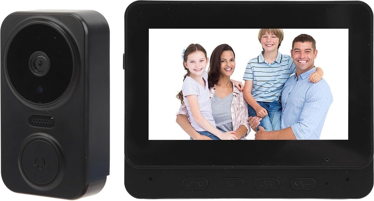 Draadloos Video Deurbelsysteem met IR Nachtzichtcamera en Monitor, 2-Weg Communicatie, 1080P HD Beeldkwaliteit en WiFi Verbinding