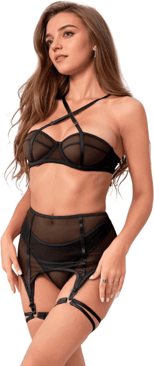 PleazureX lingerie met kousenband - Sexy lingerie - Erotisch - Maat M/L