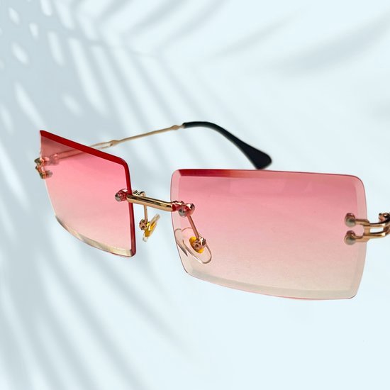 Knaak Gekleurde Zonnebril - Roze - Unisex - Festival - Accessoires - Gouden Frame - 1 stuk van Knaak — afbeelding 3