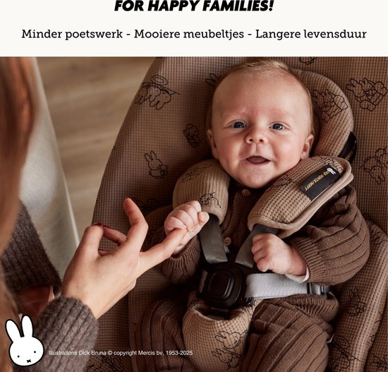 Ukje-Nijntje Verkleinkussen geschikt voor 4Moms Mamaroo 5 Rockaroo Wipstoel - Newborn Insert - Dubbelzijdig - Makkelijk Wasbaar - Perfecte Pasvorm - Zacht Katoen - Taupe Nijntje — afbeelding 5