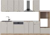 Cuisine complète Vicco Fame- Line – 300 cm avec armoire haute, sans plan de travail Grijs/beige/chêne doré