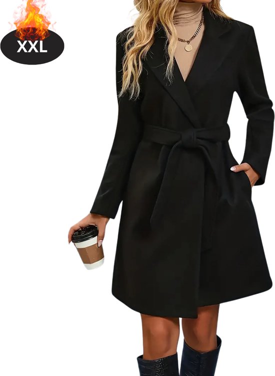 Bovista Manteaux Femme - Mi-manteau - Manteau - Manteau - Trench-coat - Pardessus - Pardessus - Hiver - Zwart - XXL