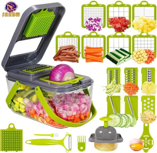 Mandoline - Coupe-légumes multifonction avec Opbergbox - Coupe-légumes manuel