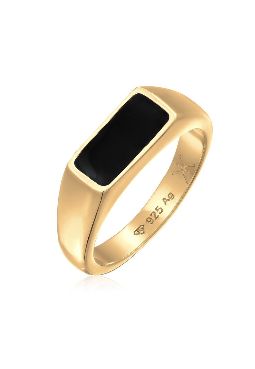 KUZZOI - Ring - Heren Zegel Geo Elegant met emaille in 925 sterling zilver - Heren