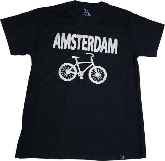 T-shirt Amsterdam - imprimé à paillettes bleues - taille L