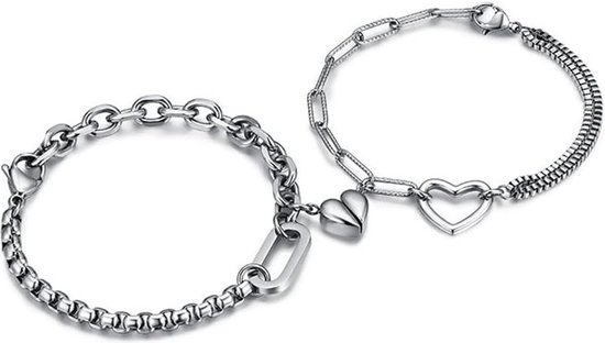 Zilveren blackplated fantasiearmband voor dames | -NL