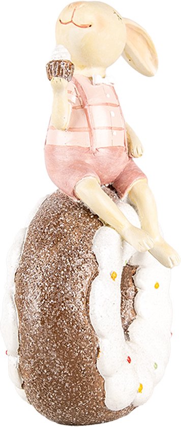 Clayre & Eef Image de décoration Lapin 17 cm Beige Rose Plastique