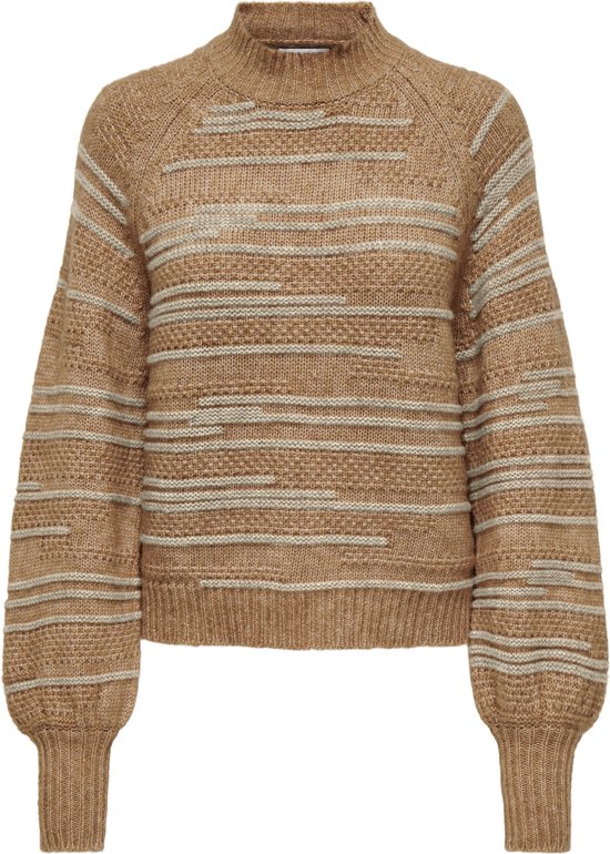 Only Trui Onlsarah Life Ls High Neck Knt 15327617 Birch/mel/stripe Dames Maat - S