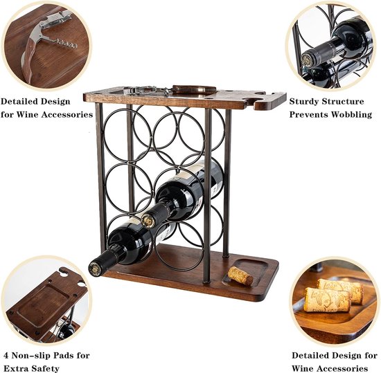 JACKCUBE MK478A Porte-bouteilles de vin mural en bois rustique, casier