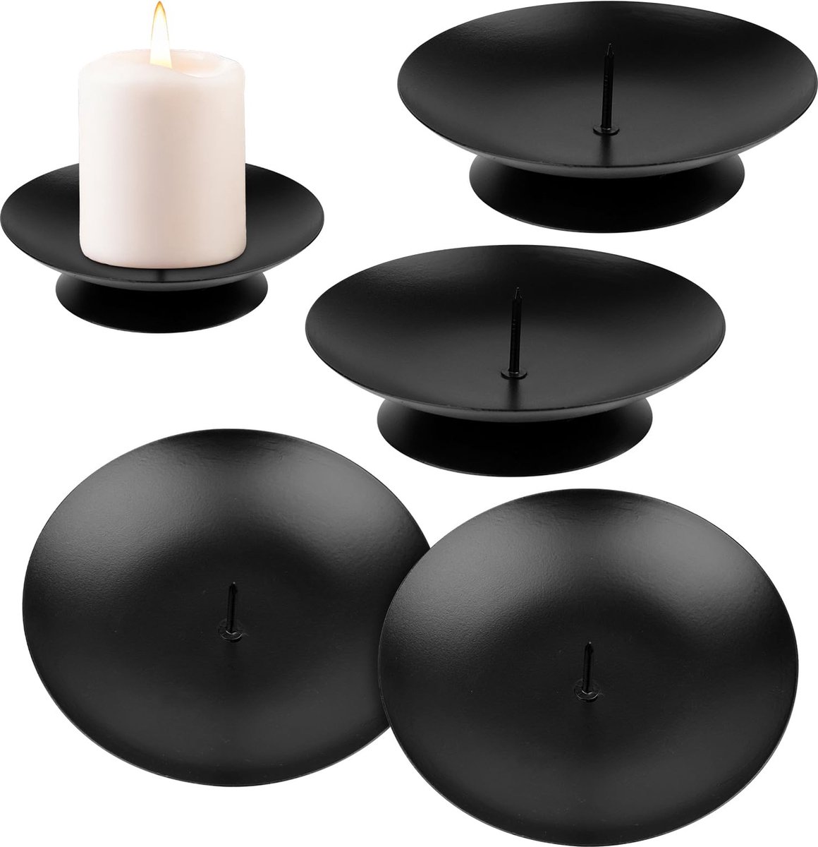 La'Moussawi ® Klassieke Zwarte Metalen Kaarshouders voor Advent en Tafeldecoratie, Set van 4
