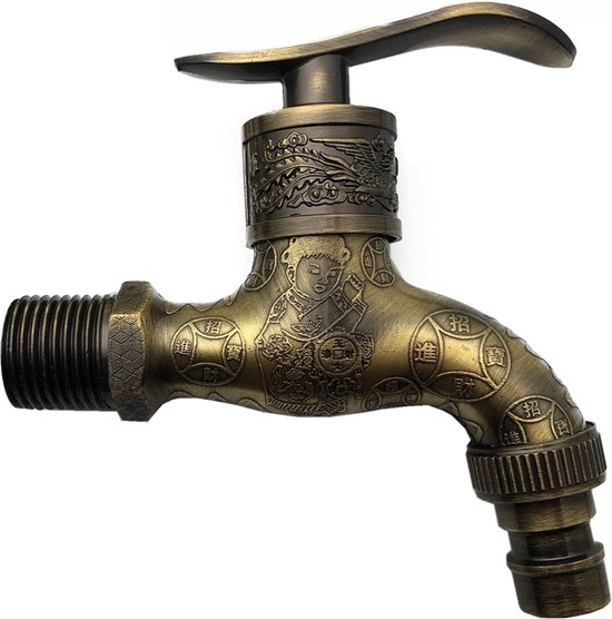 Dubbele afvoerkraan Tuinkraan Antieke stijl Dubbele kogelafvoerkraan Tuinhendelkraan Wassen Dubbele afvoerkraan Tuinkraan Antieke stijl Dubbele kogelafvoerkraan Tuinhendelkraan Wassen
