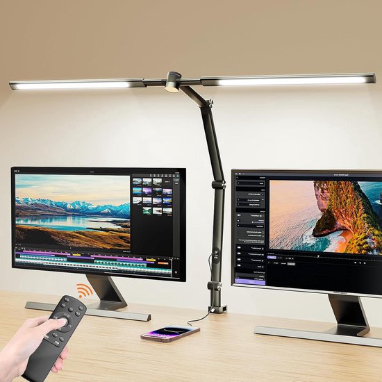 OUTON LED Bureaulamp 85,5 cm Dubbelkop - 1600LM Helderheid
