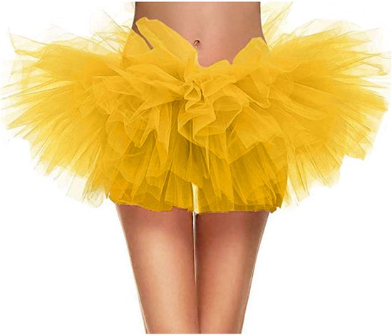 KIMU® Korte Tutu Geel Tule Rokje - Maat 116 122 128 134 140 146 152 - Gele Petticoat Rok Meisje - Ballet Tulerokje Turnpakje Bij Zonnebloem Leeuw Festival