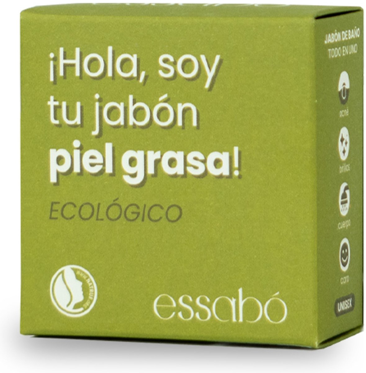 Essabó Eco Zeep Oily Skin 120 gram - vegan, dierproefvrij, sulfaatvrij, zonder parabenen, plasticvrij, handgemaakt, voor vette huid