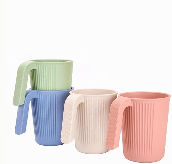 DOITOOL Set van 5 geëmailleerde kopjes, vintage, klein, retro, multifunctioneel, voor koffie, thee, wijn, gebruik thuis, met geïsoleerd handvat en ronde randen