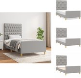 vidaXL Cadre de lit - Tissu - Tête de lit réglable - Sommier à lattes - Gris clair - 203x103x118/128 cm - Matelas 100x200 cm - Lit