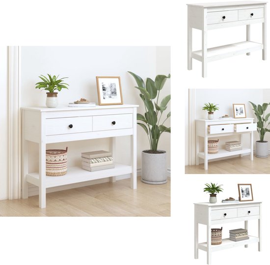 vidaXL Wandtafel 80x30x75 cm massief grenenhout en natuurlijk rattan, consoletafel, houten consoletafel, muurtafel, houten wandtafel, tafel, console