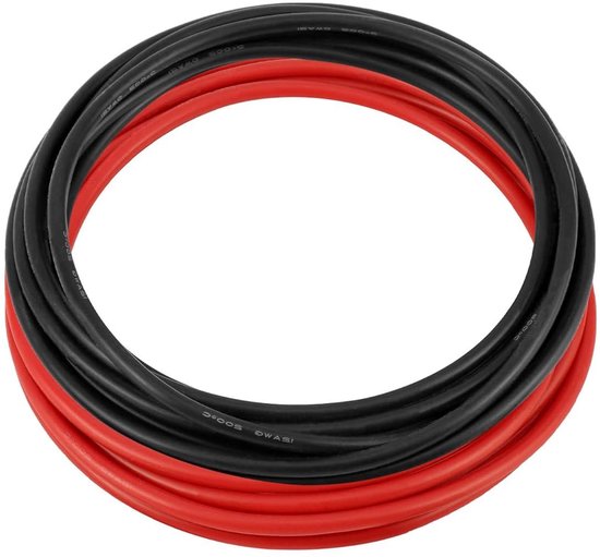 12 gauge siliconen draad 12 AWG 33 mm² 680 strengen vertind koper elektrische kabel flexibele batterijkabel - 2.5m zwart 2.5 m rood.